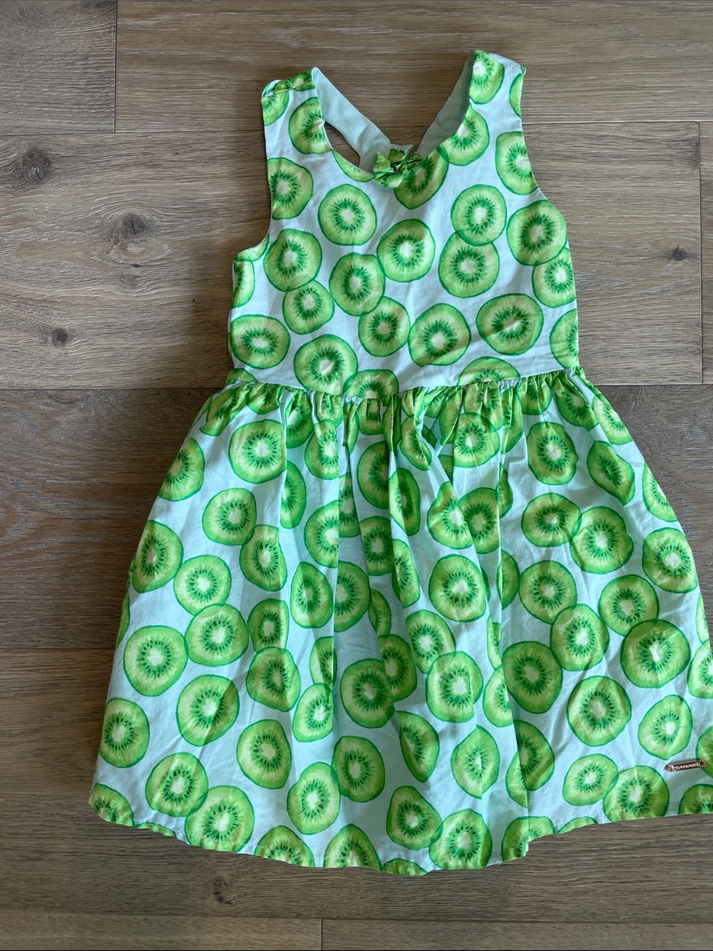 Tahari Green Kiwi-Print Sleeveless Kids Dress